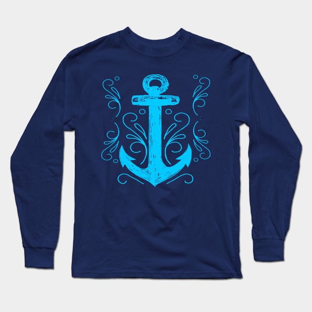 Blue Anchor Long Sleeve T-Shirt by letnothingstopyou